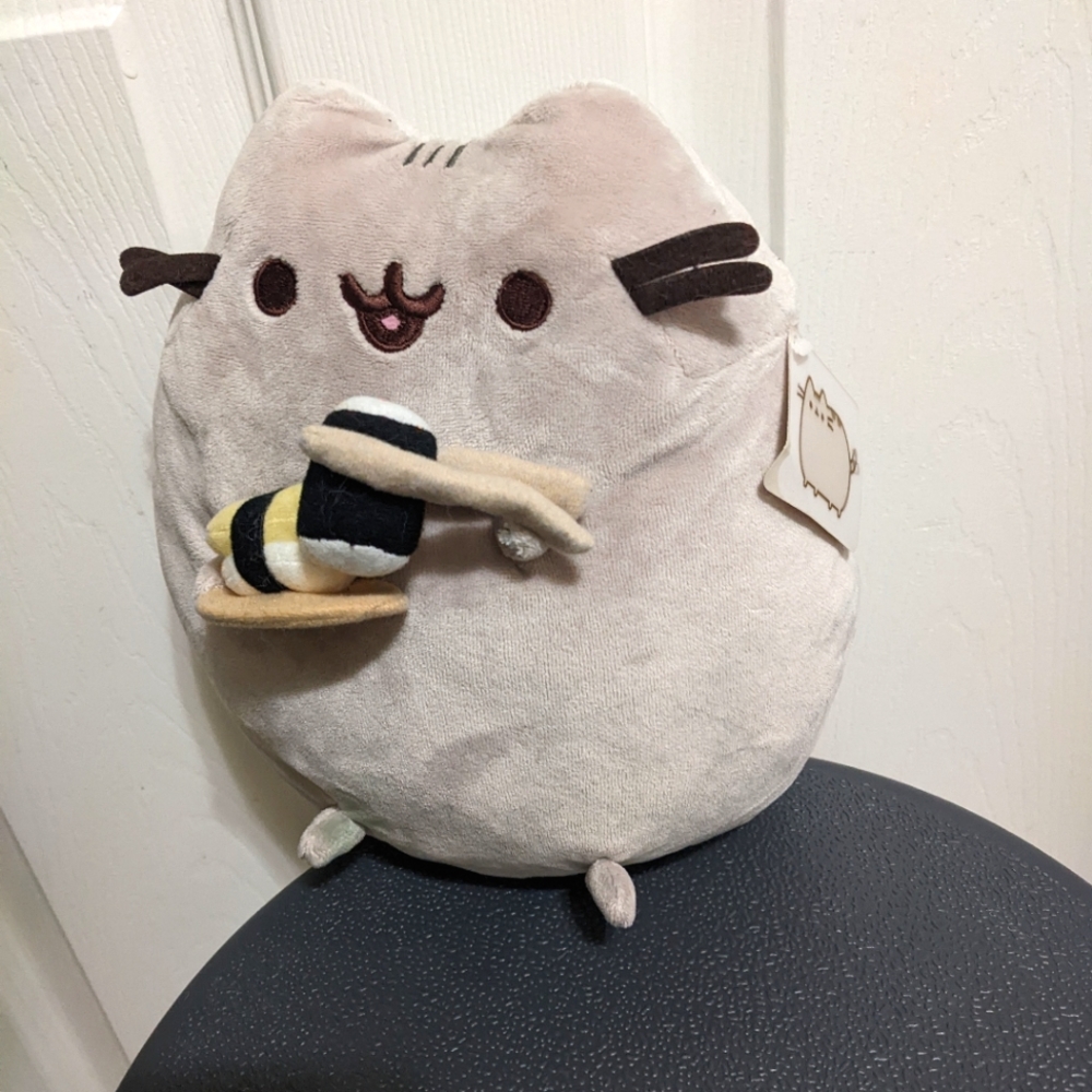 Sushi and Chopsticks Pusheen Grey Cat Plushie